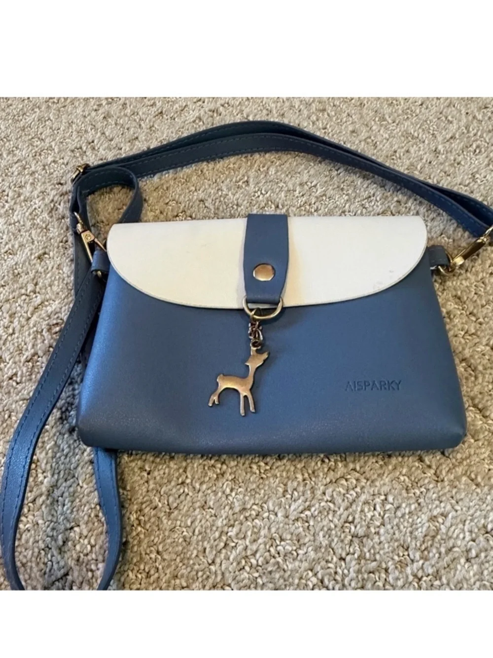 Aisparky Girls Women Blue Small Crossbody Faux Leather Deer Pendant Holiday Fall